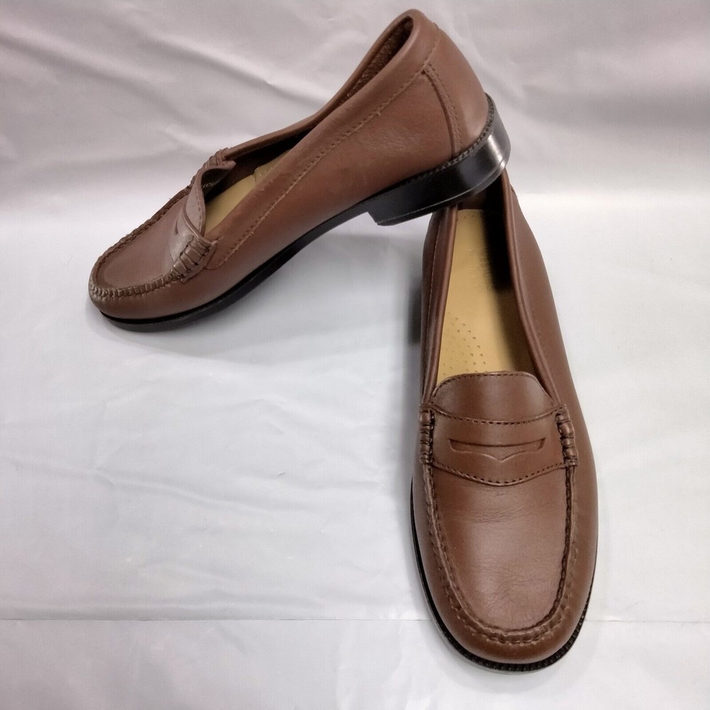 The Bass Co Weejuns Brown Penny Loafers Slip On Shoes Leather Women’s Size 7.5 W